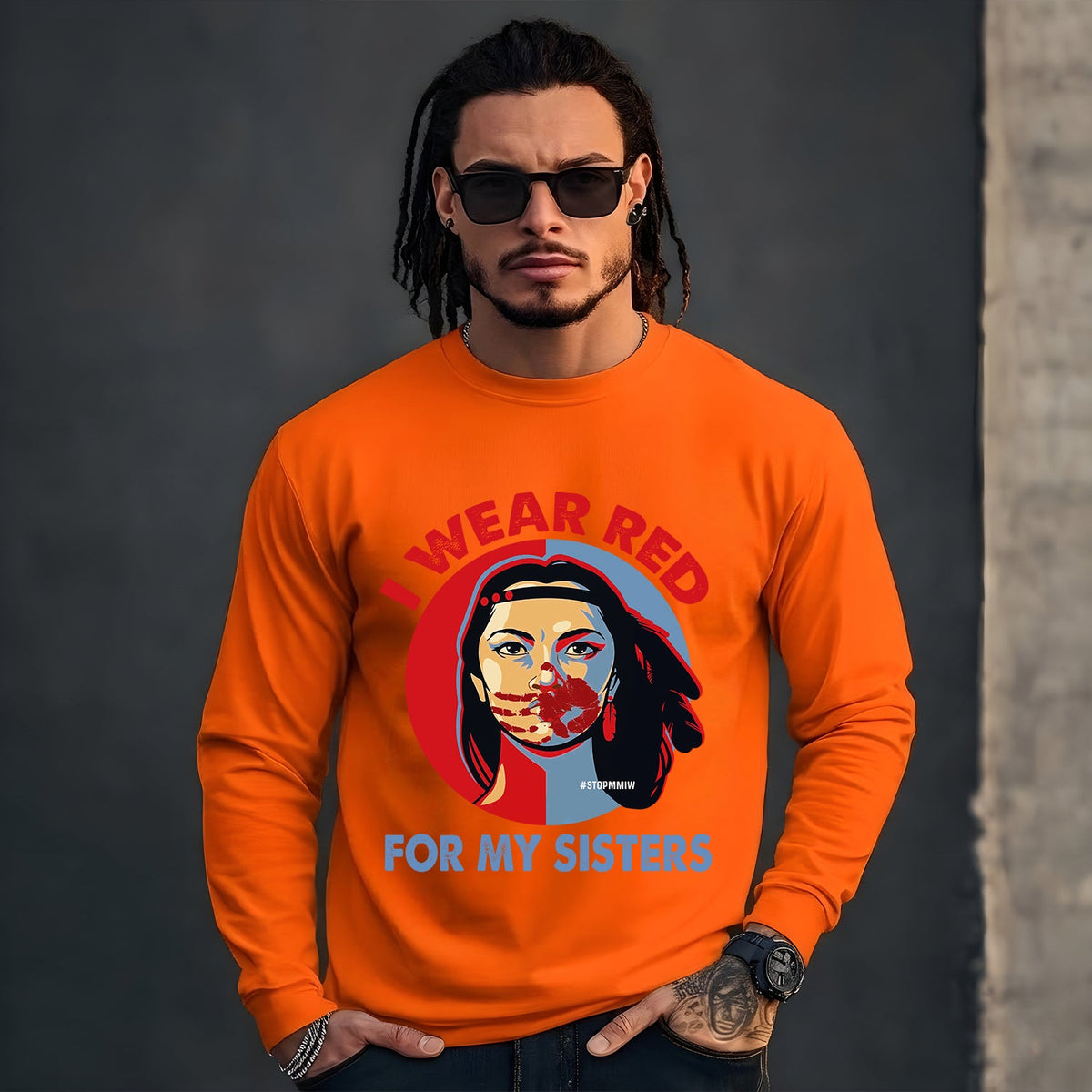 MMIW - I Wear Red For My Sisters Red Hand Indigenous Women Shirt