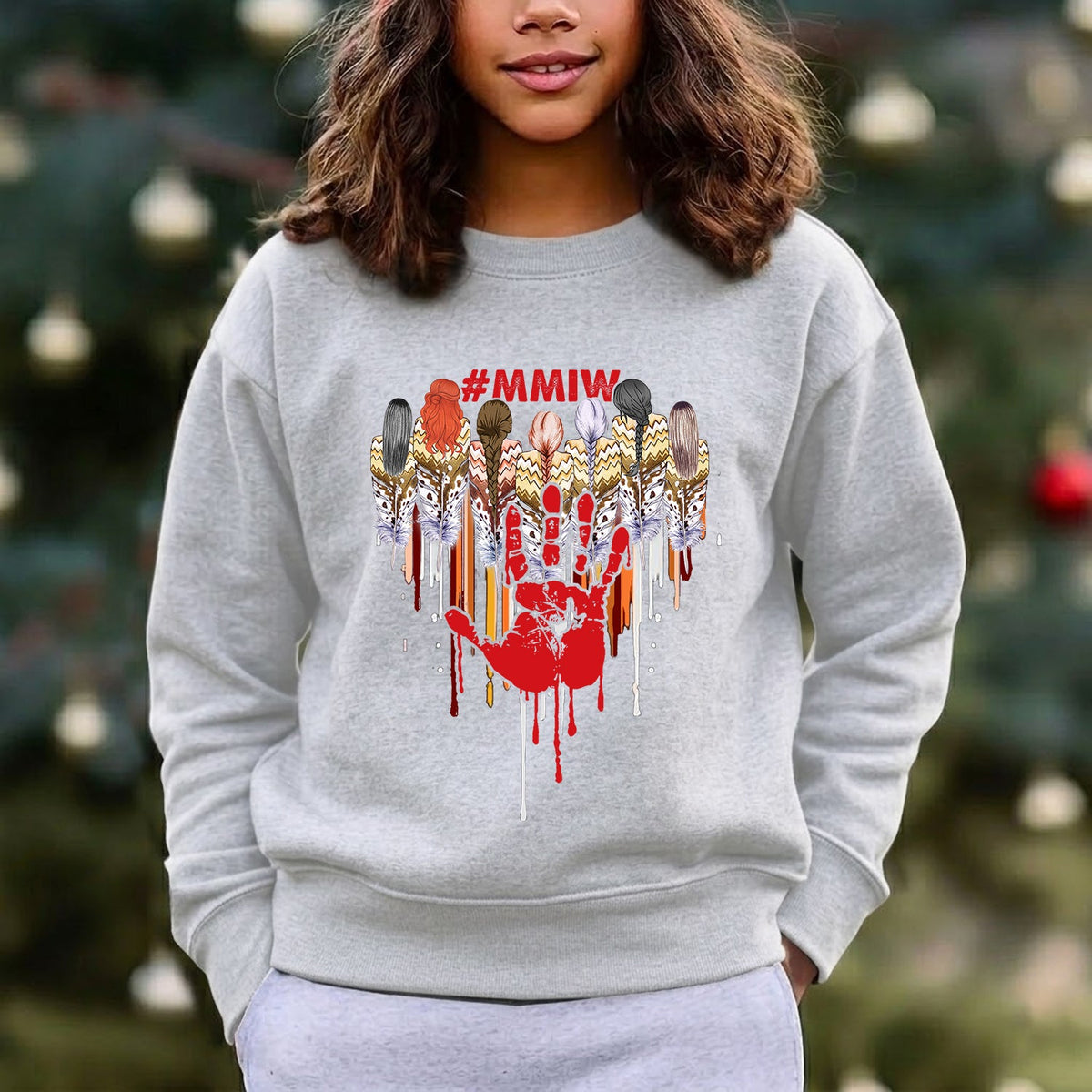 MMIW Women Heather Gray Hand Together Feather Heart Unisex T-Shirt/Hoodie/Sweatshirt