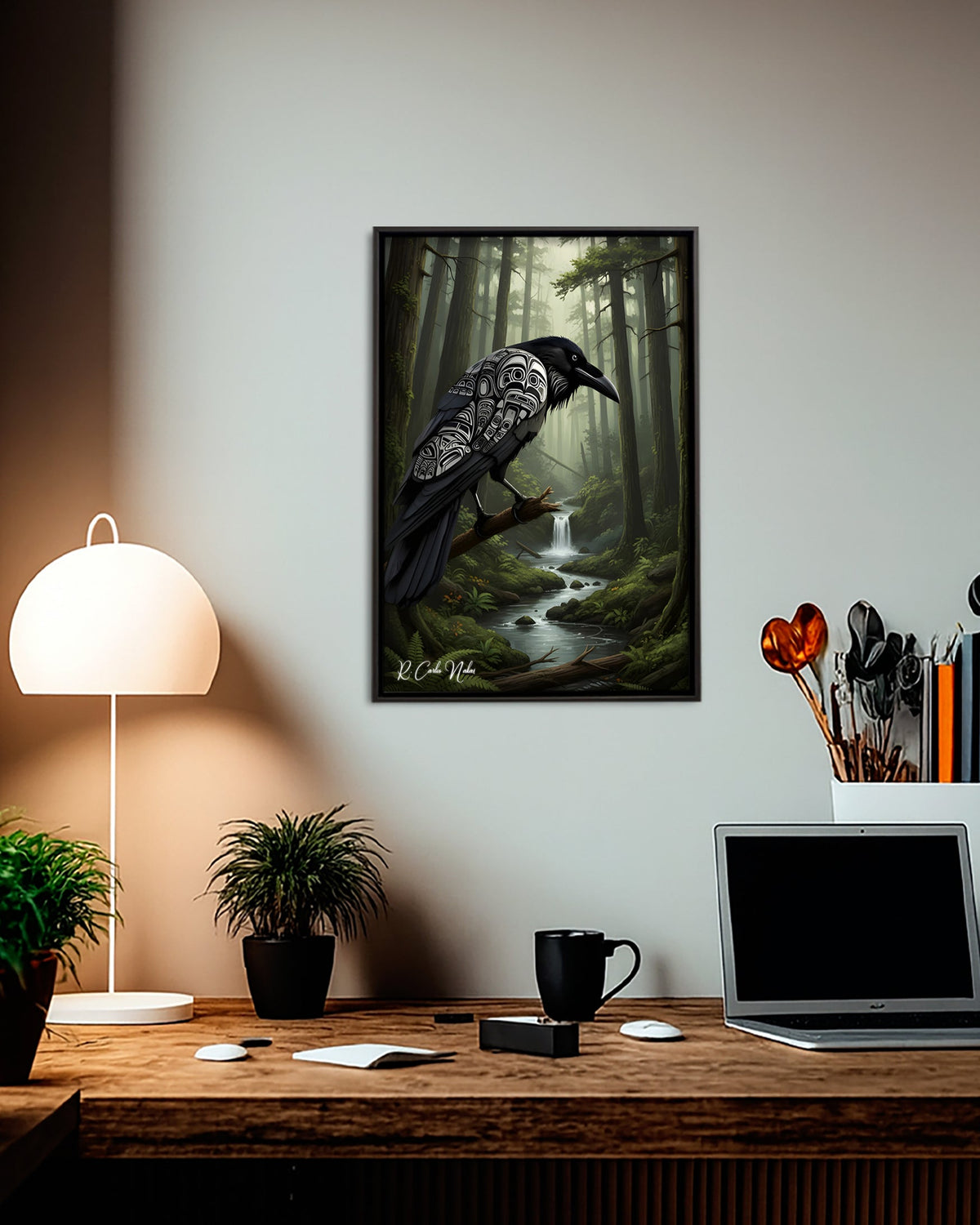 Native Raven Art Poster - Canvas