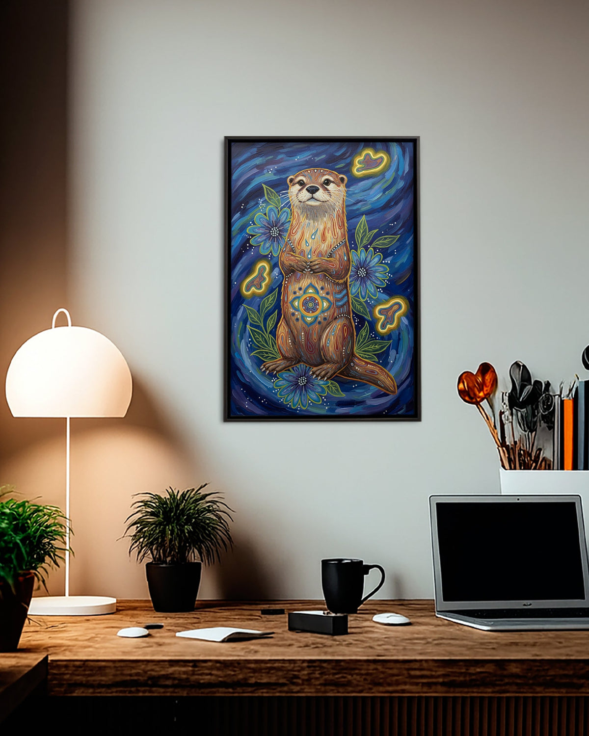 Native Otter Art Poster - Canvas