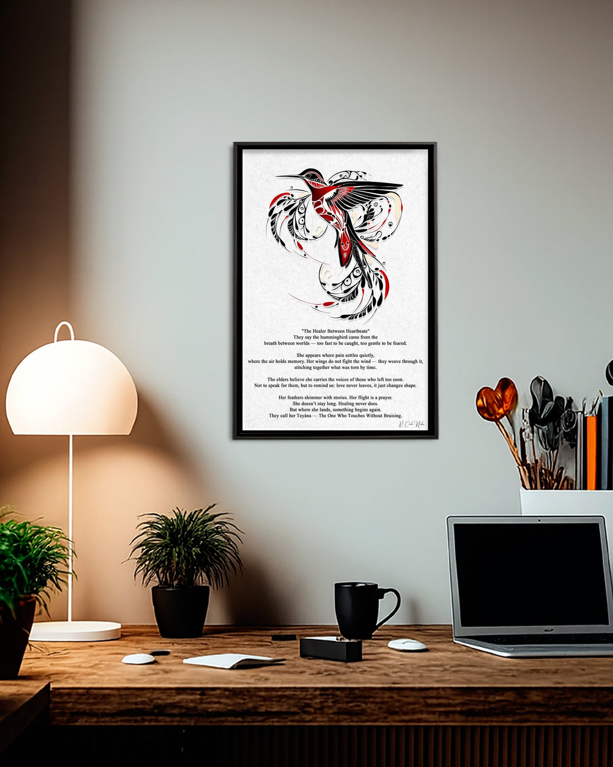 Native Hummingbird Art Poster - Canvas