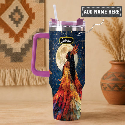Moonlit Feather Grace Personalized Tumbler