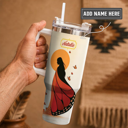 Amber Butterfly Woman Personalized Tumbler