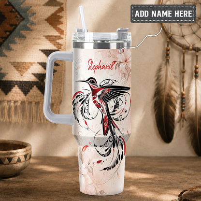 Ruby Hummingbird Elegance Personalized Tumbler