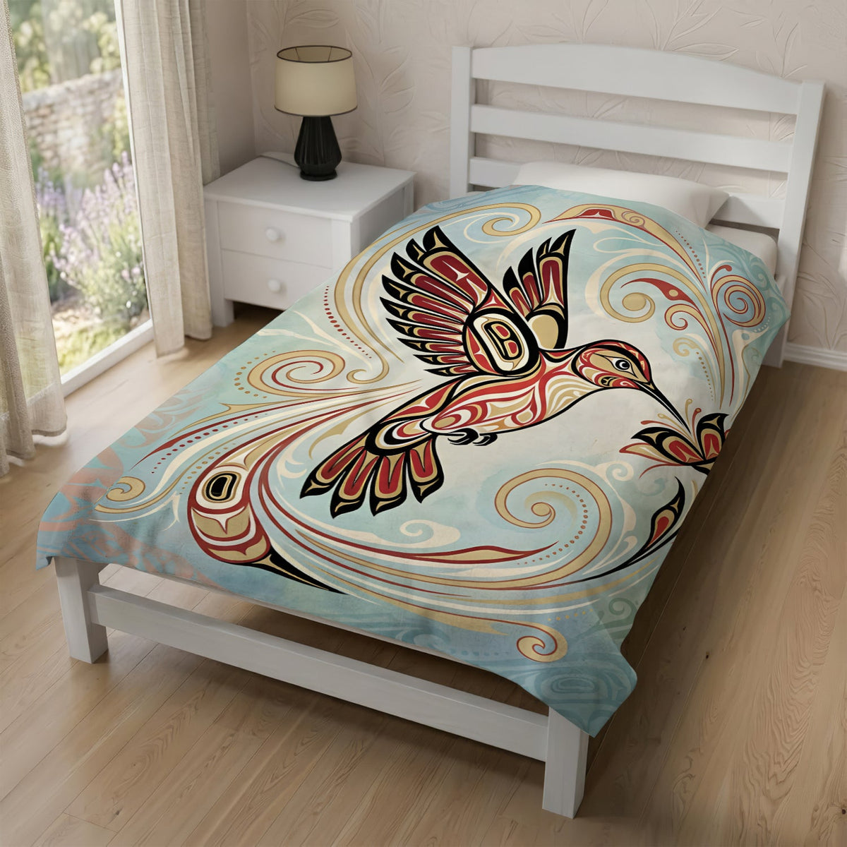Crimson Hummingbird Elegance Personalized Premium Blanket