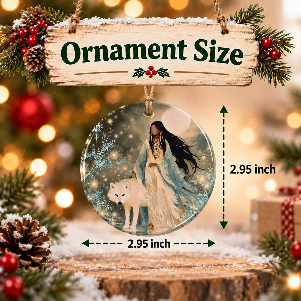 Silver Frost Woman Ceramic Ornament