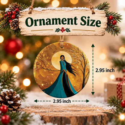 Golden Moon Woman Ceramic Ornament