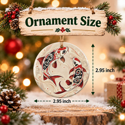 Sacred Koi Harmony Ceramic Ornament