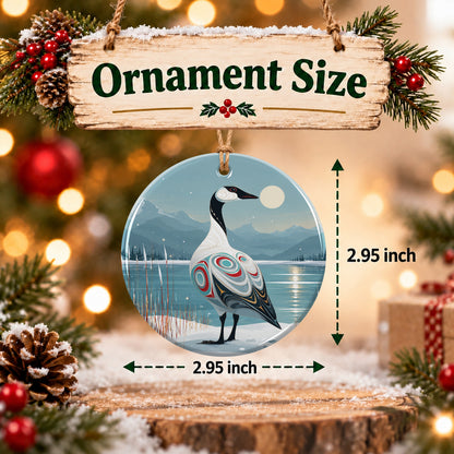 Moonlit Goose Serenity Ceramic Ornament