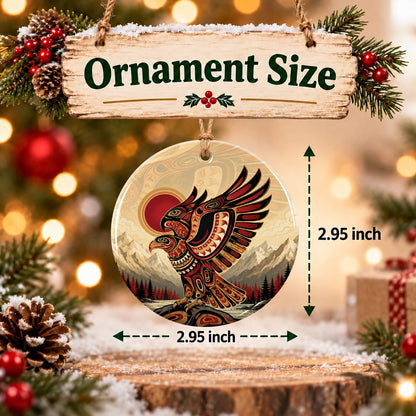 Crimson Sky Eagle Ceramic Ornament