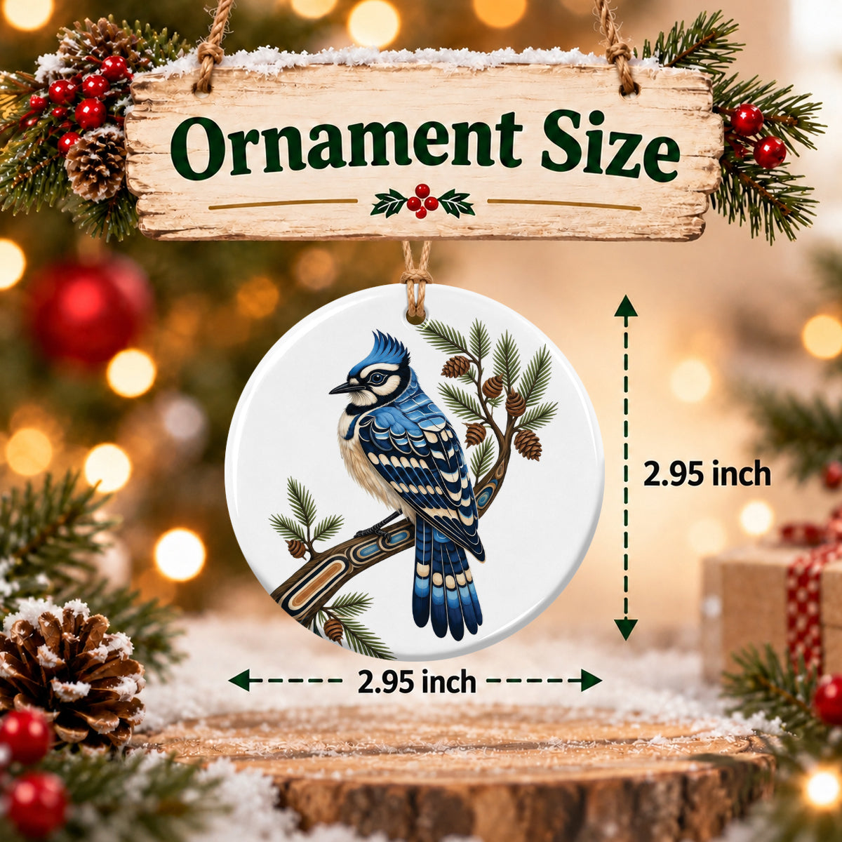 Blue Feather Legacy Ceramic Ornament