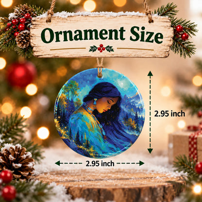 Turquoise Woman Grace Ceramic Ornament