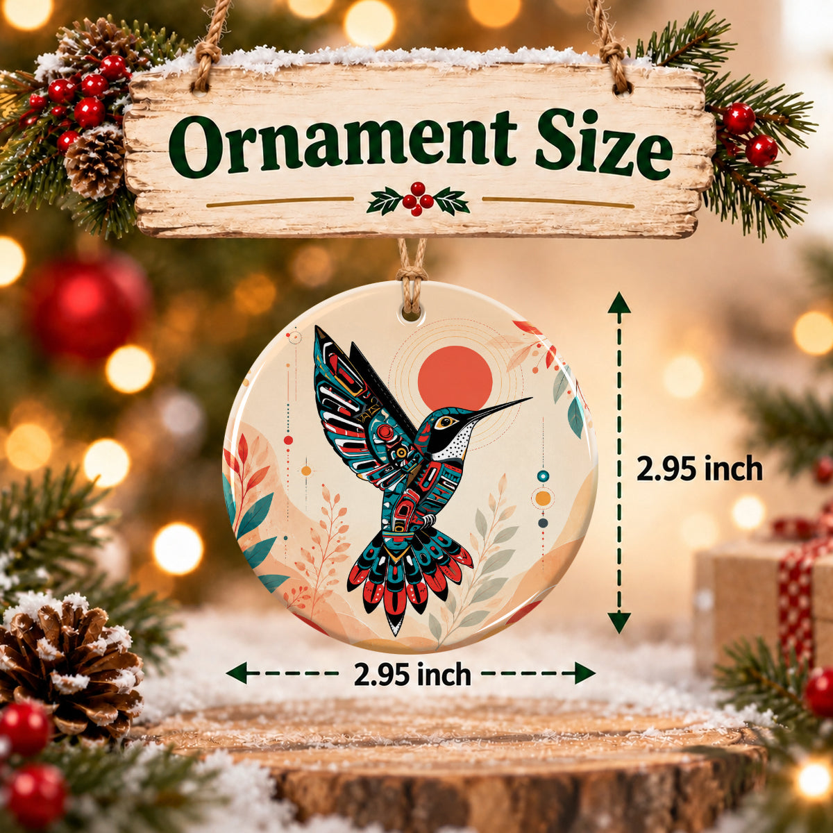Hummingbird Solar Awakening Ceramic Ornament