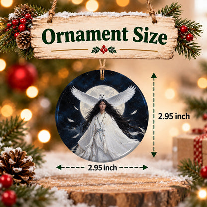 Moonlit Owl Woman Ceramic Ornament