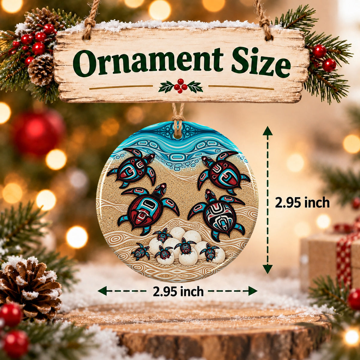Sea Turtle Sacred Journey Ceramic Ornament