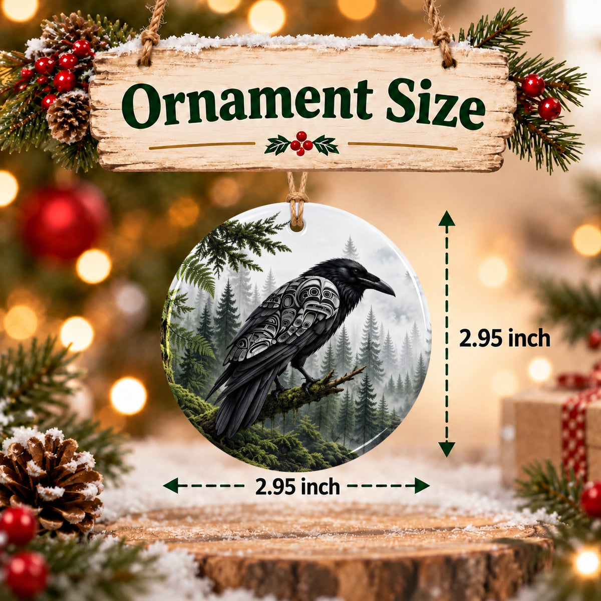 Raven of the Ancient Forest Ceramic Ornament