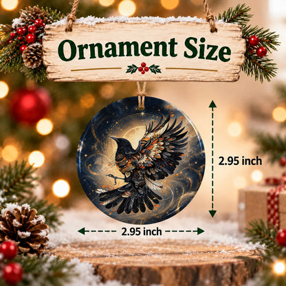 Raven Eternal Wings Ceramic Ornament