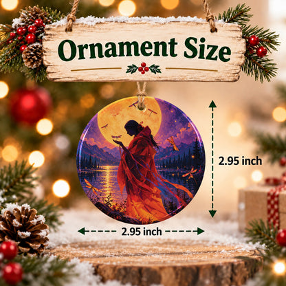Sacred Dragonfly Woman Ceramic Ornament