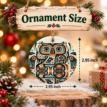 Celestial Owl Spirit Ceramic Ornament