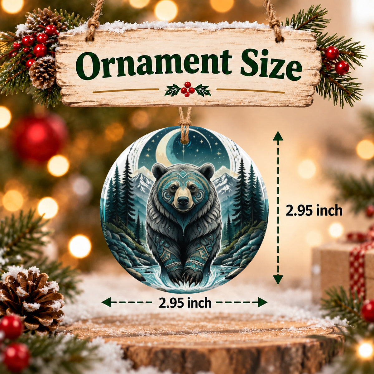 Moonlit Bear Ceramic Ornament