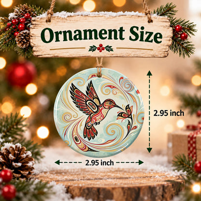 Golden Breeze Hummingbird Ceramic Ornament