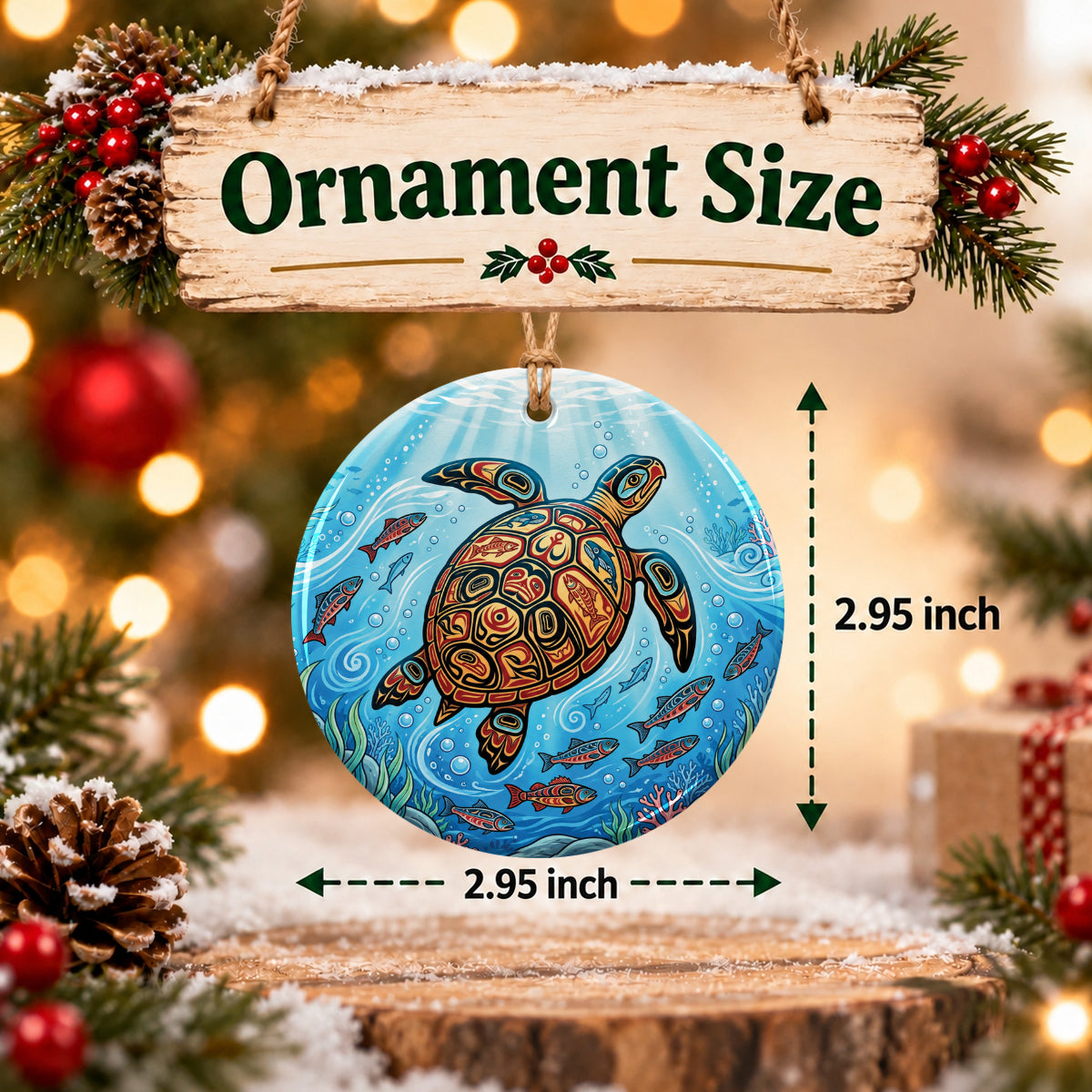 Sacred Turtle Ocean Ceramic Ornament