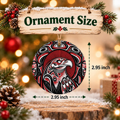 Crimson Eagle Ceramic Ornament
