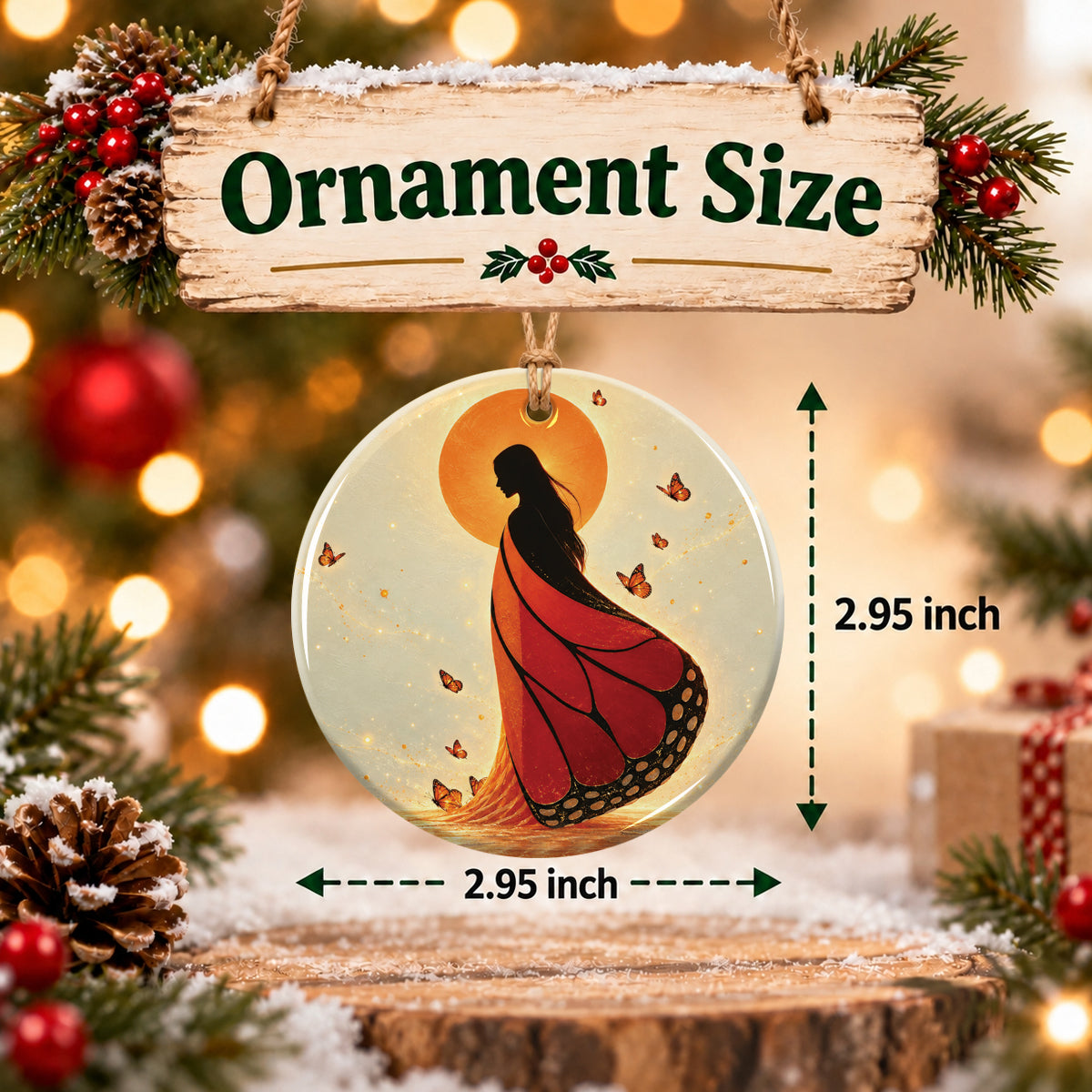 Amber Butterfly Woman Ceramic Ornament