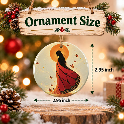 Amber Butterfly Woman Ceramic Ornament