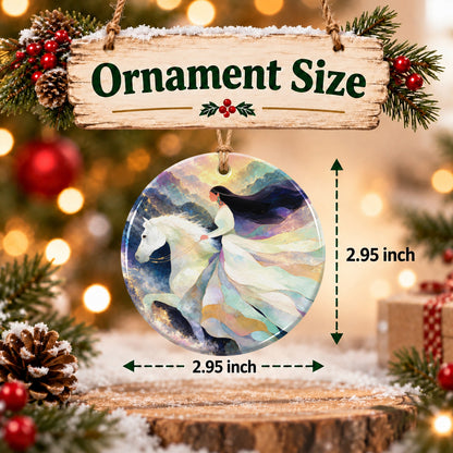 Ivory Horse Harmony Ceramic Ornament