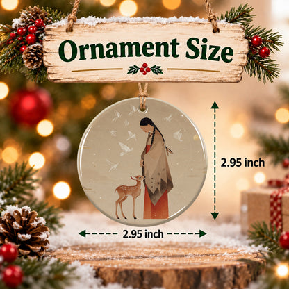 Sacred Woman Deer Spirit Ceramic Ornament