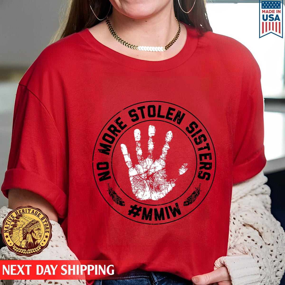 MMIW Awareness Indigenous Circle Red Hand Unisex T-Shirt/Hoodie/Sweatshirt
