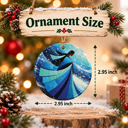 Winter Wind Woman Ceramic Ornament