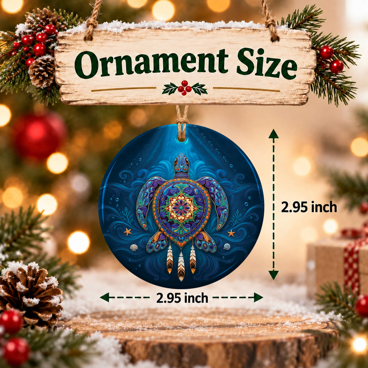 Celestial Turtle Spirit Ceramic Ornament
