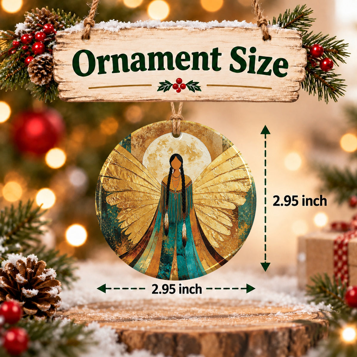 Sacred Winged Woman Ceramic Ornament