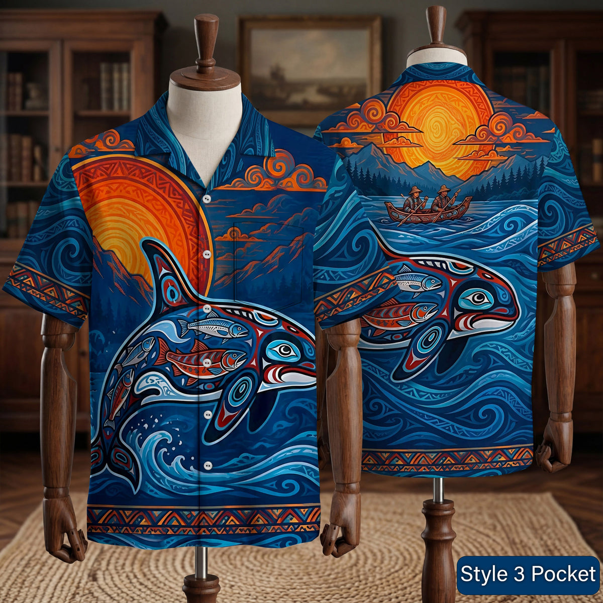 Native Hummingbird Pattern Hawaiian Shirt for Adults & Kids