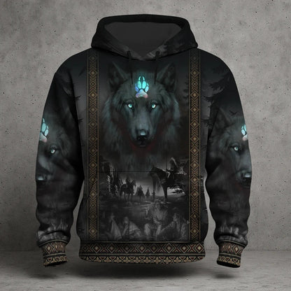 3D Hoodie Native American Faux Leather Vest Hoodie, Southwestern Tribal Eagle Feather Graphic