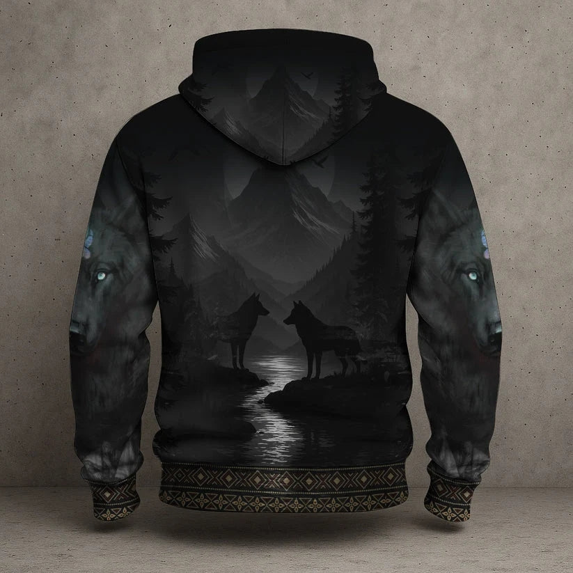 3D Hoodie Native American Faux Leather Vest Hoodie, Southwestern Tribal Eagle Feather Graphic