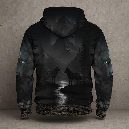 3D Hoodie Native American Faux Leather Vest Hoodie, Southwestern Tribal Eagle Feather Graphic