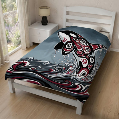 Crimson Orca Rising Personalized Premium Blanket