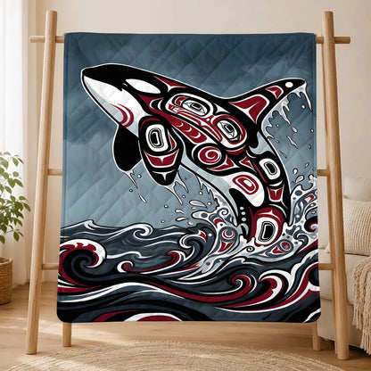 Crimson Orca Rising Personalized Premium Blanket