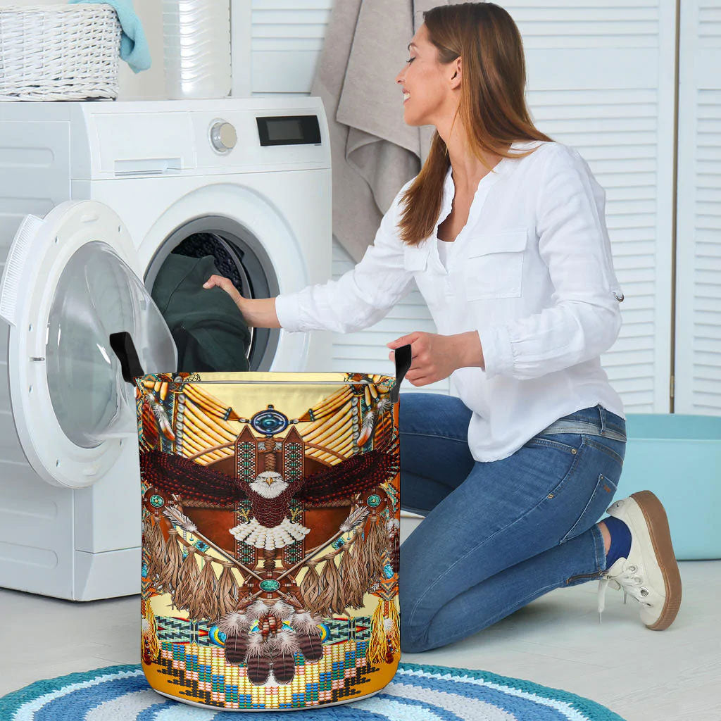 Yellow Dream Catcher Eagle Laundry Basket WCS