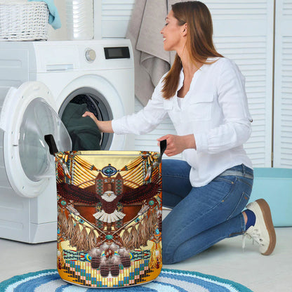 Yellow Dream Catcher Eagle Laundry Basket WCS