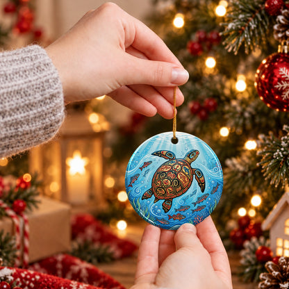 Sacred Turtle Ocean Ceramic Ornament