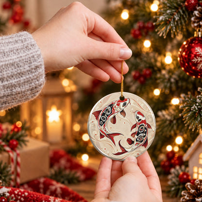 Sacred Koi Harmony Ceramic Ornament