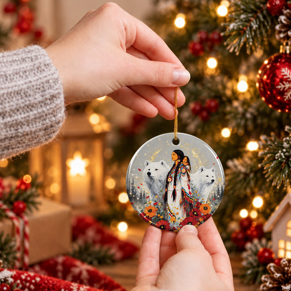 Mother Bear Spirit Ceramic Ornament