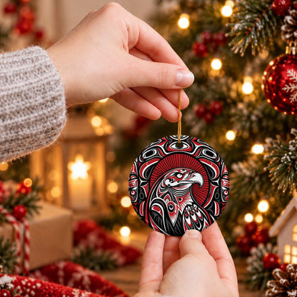 Crimson Eagle Ceramic Ornament