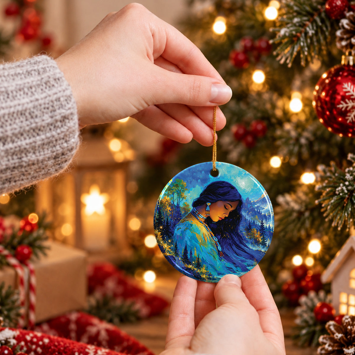 Turquoise Woman Grace Ceramic Ornament