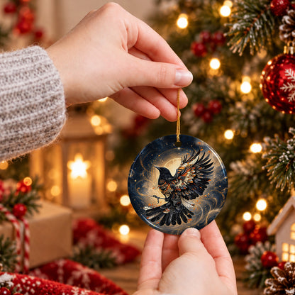 Raven Eternal Wings Ceramic Ornament