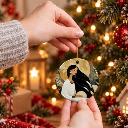 Golden Moon Maiden Ceramic Ornament